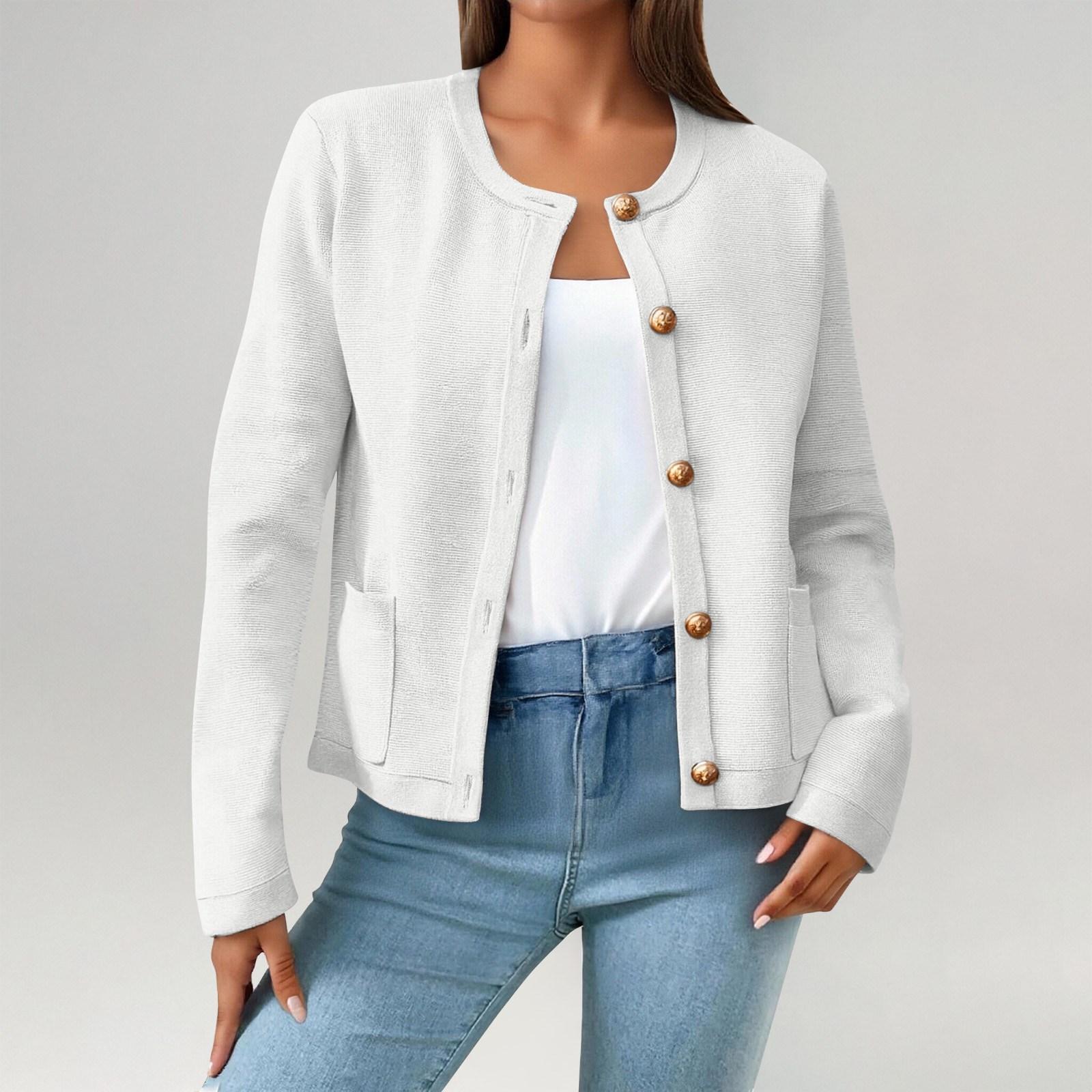 

Женский кардиган свитер Одежда Мода Укороченная куртка Трендовый Повседневный Топ с длинным рукавом XL белый