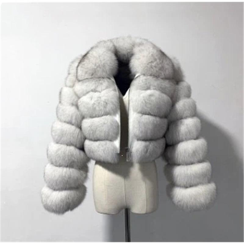 Luxury Faux Fur Jacket For Women Lapel Long Sleeve Spliced Short Warm Furry Winter Coat