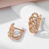 Kinel Flower Wreath Earrings For Women Rose Gold Color Shiny Zircon Vintage Jewelry