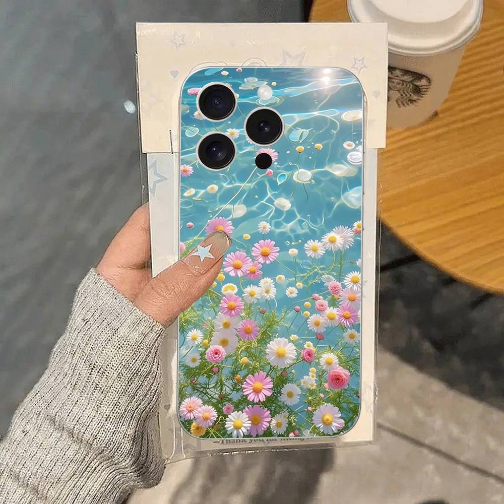 Fresh Little Flowers Phone Case For IPhone 17 16 15 14 Plus 13 12 11 Pro Max Phone Back Cover Transparent Shockproof Cover