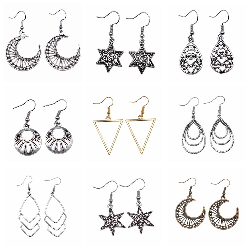 30 Styles Women Fashion Simple Handmade Earrings Geometric Swirl Triangle Teardrop Pendant Dangle Earrings