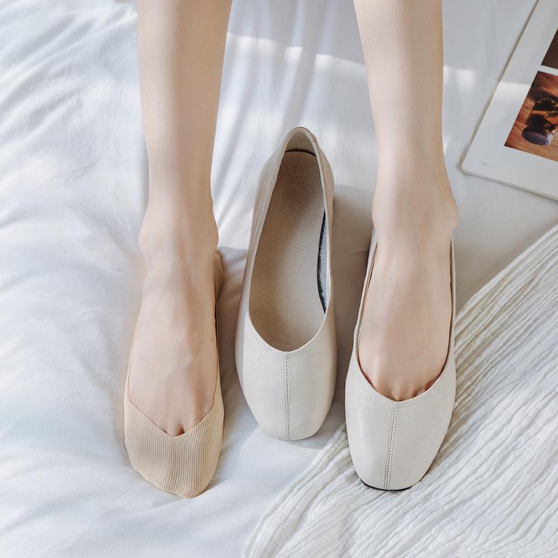 Women's Summer Ice Silk Low-Cut Socks - Non-Slip Heel, Cotton Sole, Invisible & Thin
