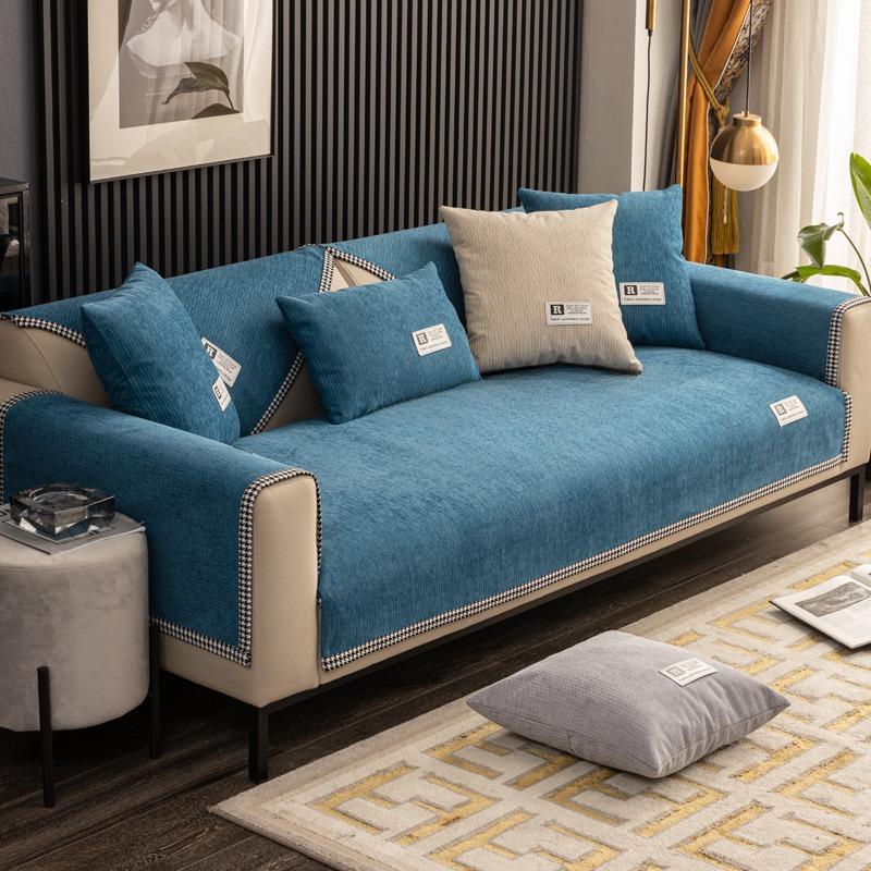Nordic Simple Sofa Cushion Universal Light Luxury Ins Non-Slip Seat Cushions Chenille Solid Wood Leather Sofa Cover Cover Towel