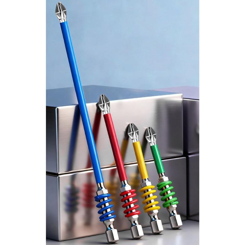 4Pcs High Hardness Alloy Steel Magnetic Spring Loaded Hexagonal Shank Screwdriver Bit For Electricians, Mechanics