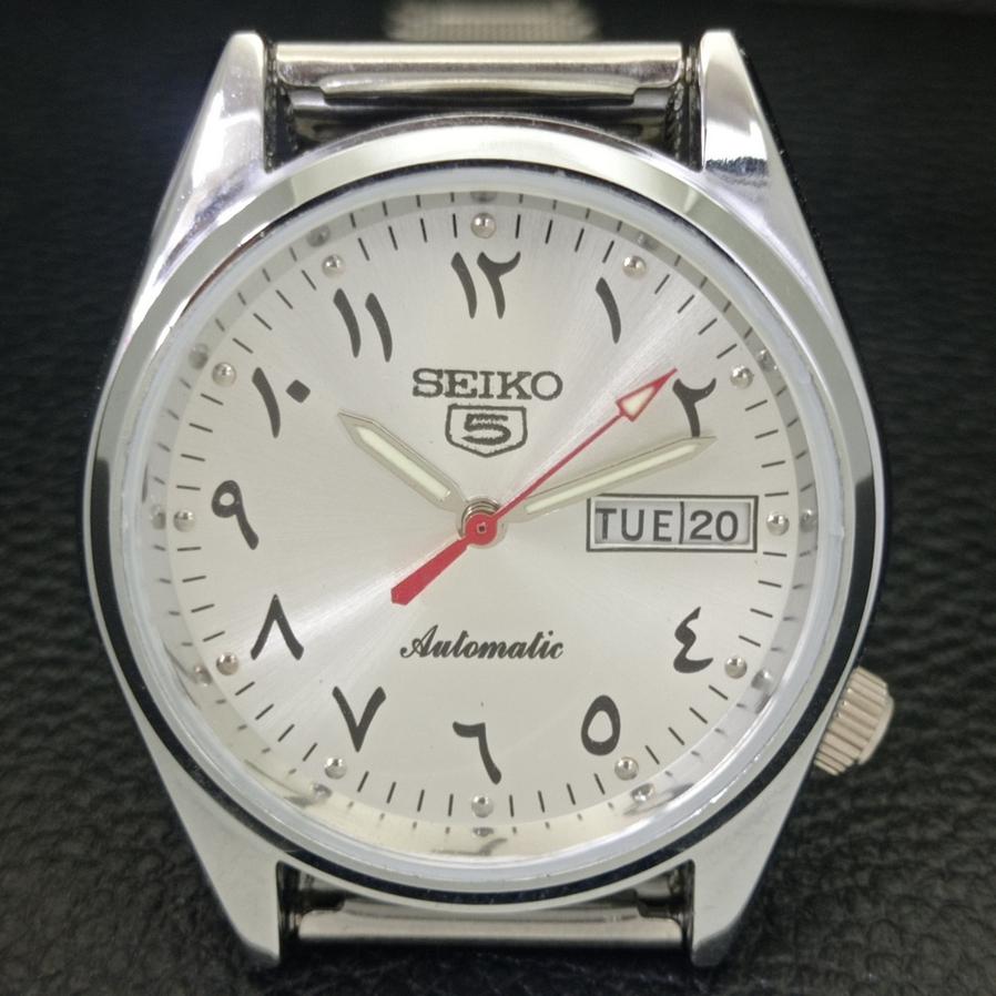 REFURBISHED VINTAGE SEIKO 5 AUTO 6309A JAPAN MENS ARABIC SILVER WATCH a175402-2