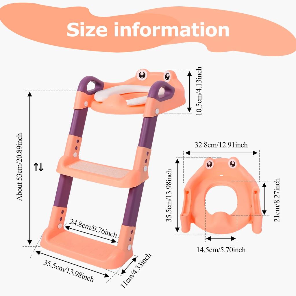 Foldable Children Toilet Step Stool Training Seat Adjustable Toilet Ladder Helper for Kids Bathroom Safe Potty Training Tool