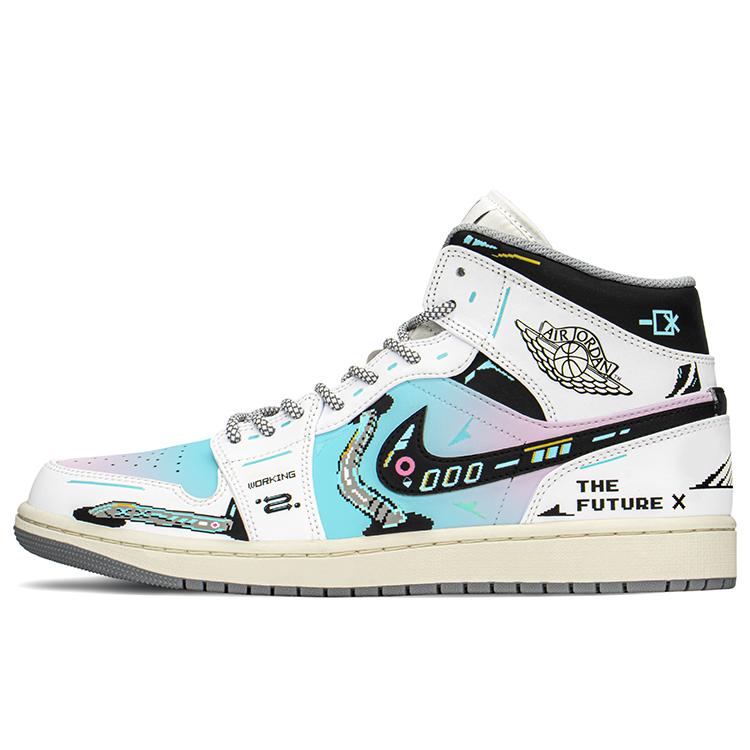 

Jordan Air Jordan 1 Mid top Vintage Basketball Shoes Men s Blue Pink 554724-135(TeamA-AJ1) 42