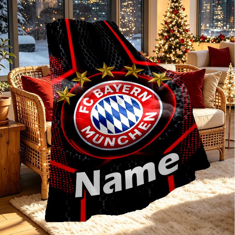 Custom Name Personalized FC Bayern Print Blanket, Home Decor, Bedroom, Sofa, Camping, Couch, Gifts for Birthday Christmas