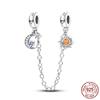 Breloque Chaîne de Sécurité Étoiles et Lune Trèfle à Quatre Feuilles en Cuivre pour Bracelet Authentique DoItYourself Bijoux Cadeaux
