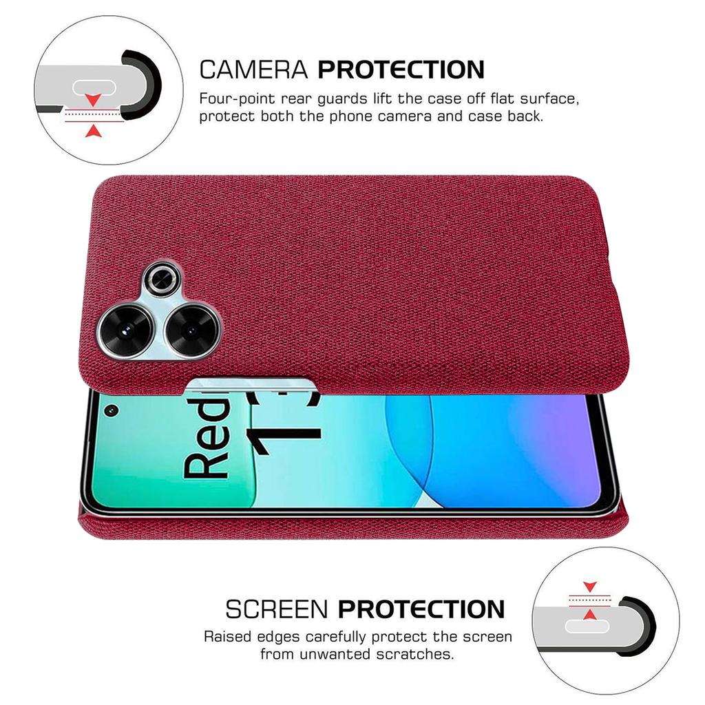 For Xiaomi Redmi 13 4G Case Cloth Texture Anti-Scratch Protective PC Phone Cover