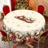 Round Christmas Tablecloth Santa Nutcracker Snowman Print Holiday Dining Table Cover Dustproof Home Decoration 150cm