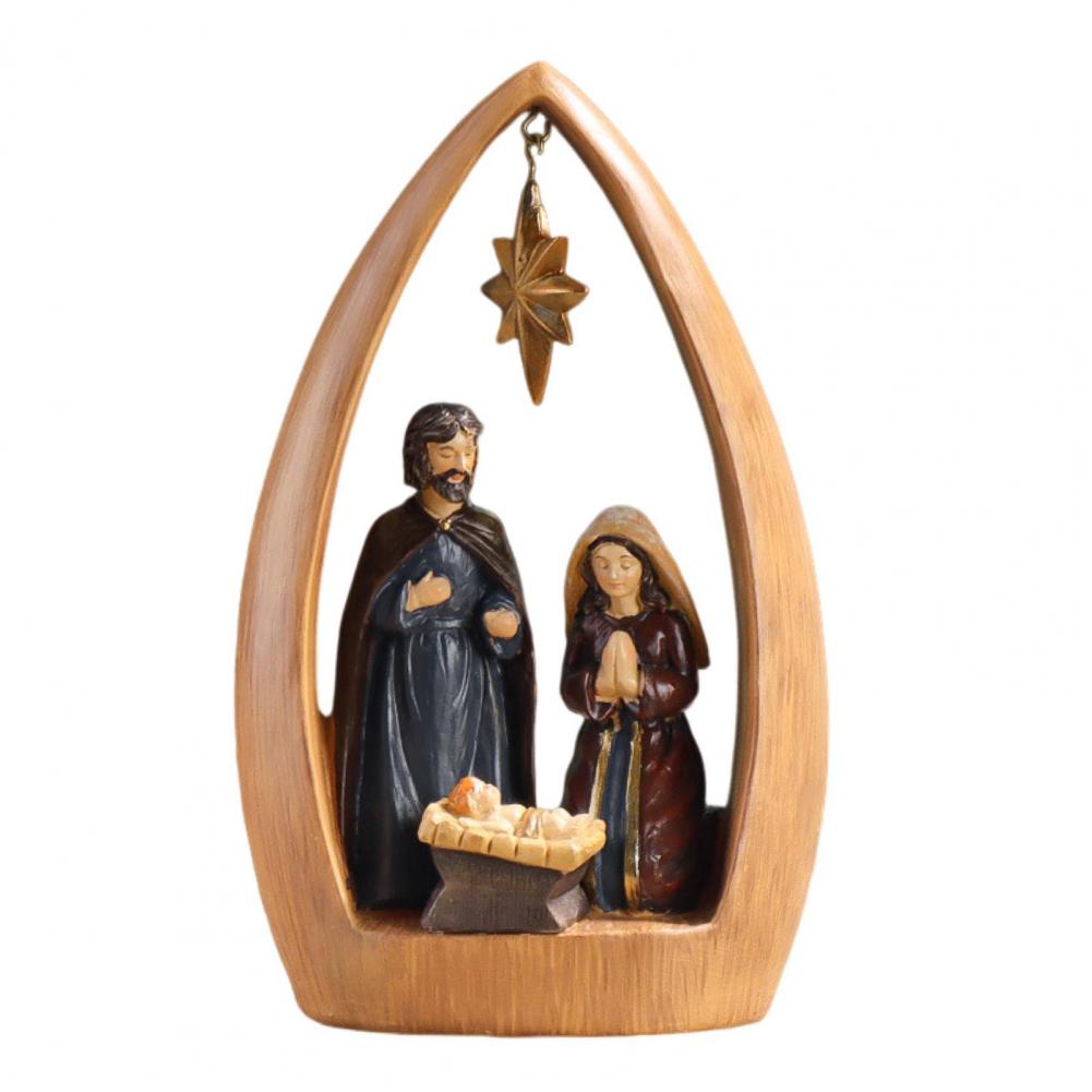 Nativity Resin Figurine Resin Holy Family Nativity Figurine Set Joseph Mary Jesus Sculpture for Home Office Decor Advent Statue