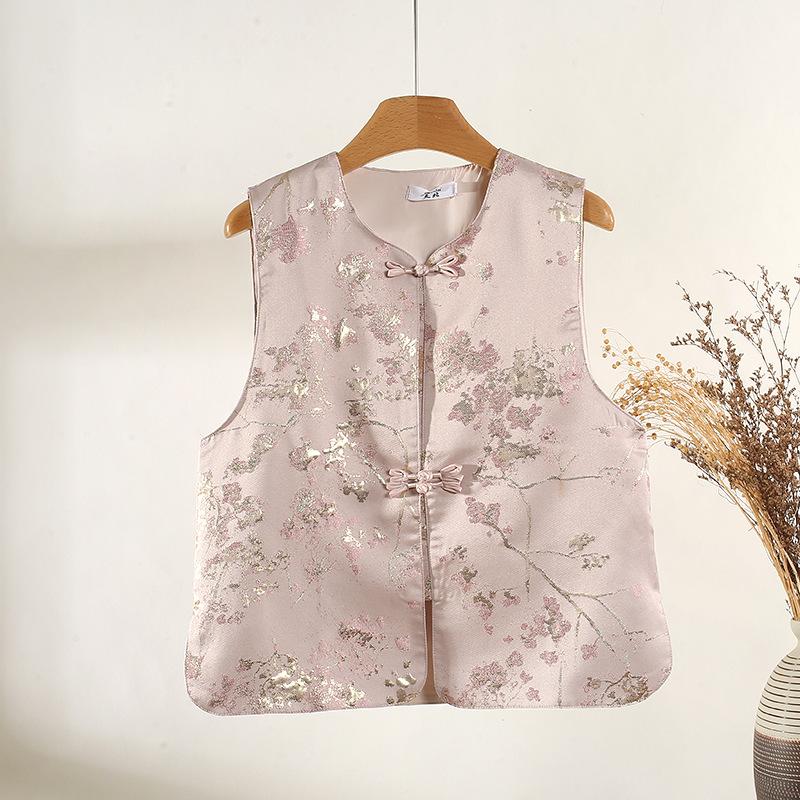 

Жилет без рукавов с круглым вырезом, жаккардового плетения, золотой, новый, в стиле ретро-шик, темпераментный, высококлассный короткий жилет XXXL [Recommended 138-75kg] розовый