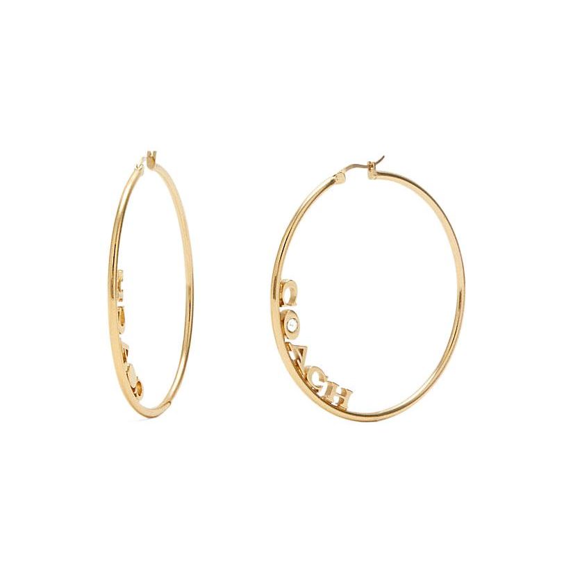 

Coach Medium Hoop Earrings Women earrings Gold C9111-GLD Basic Packaging-Box Not Included,F,Gold