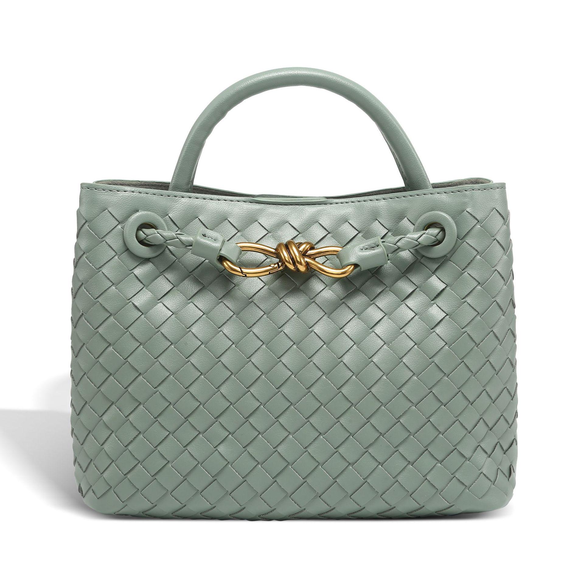 

«Женская плетеная сумка из натуральной кожи с металлической пряжкой-бабочкой» 25*9*19CM