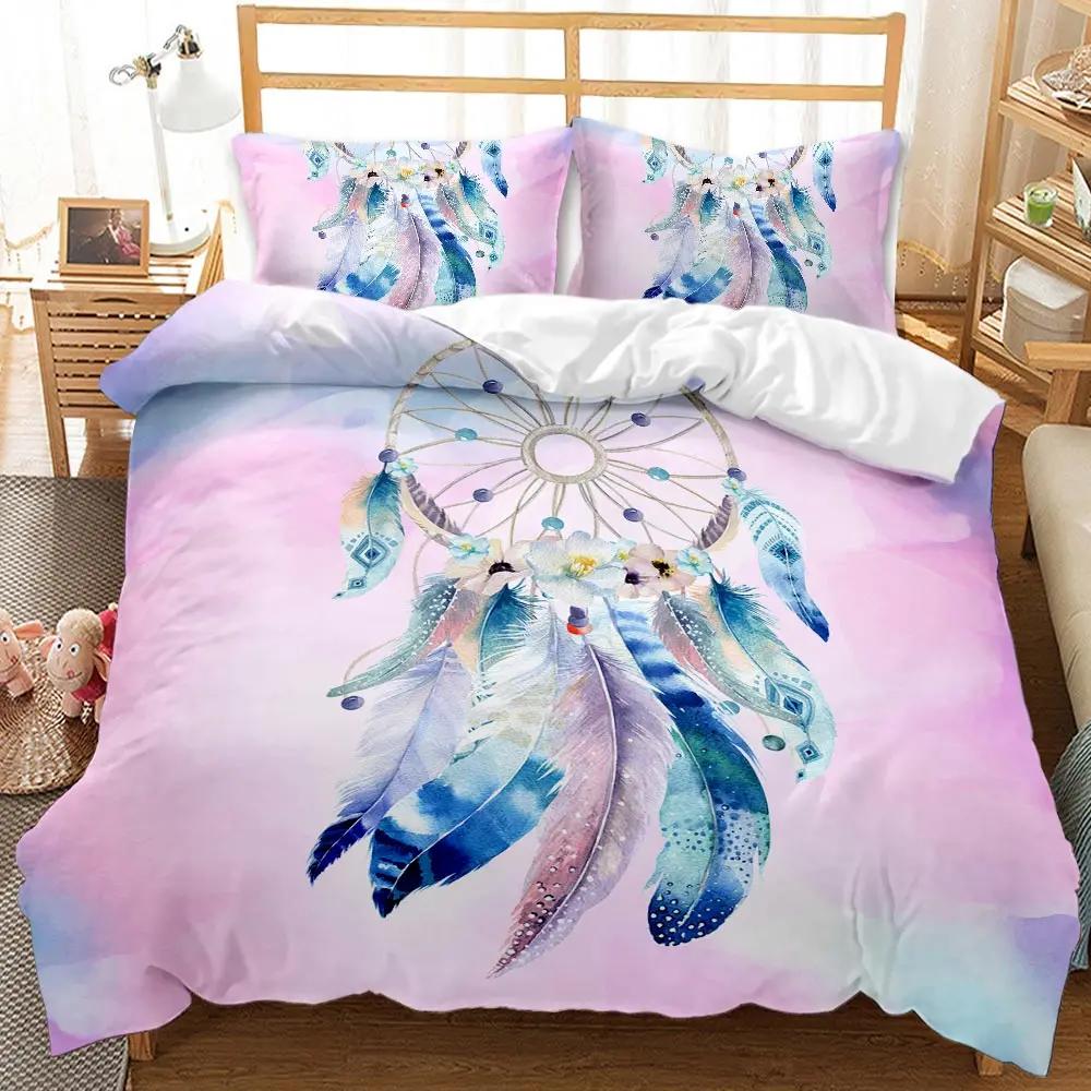 3pcs Bedding Set Dreamcatcher 3D Printed Cozy Duvet Cover King Queen Twin Single Size Birthday Gift Boy Kid Bedroom Decoration