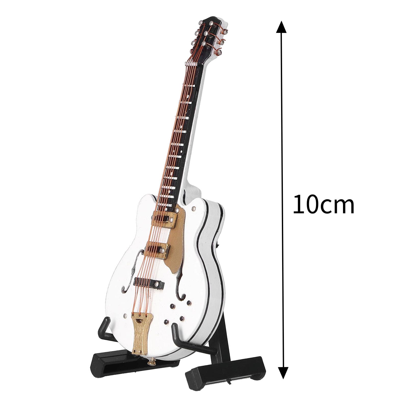 

Miniature Guitar Model Exquisite White Musical Instrument with Stand Handicraft Ornaments for Home and Office Decoration