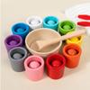 Rainbow Balls In Cups Wooden Matching Game Learning Color Sorting & Counting Activities Ball Montessori Toy for Toddlers