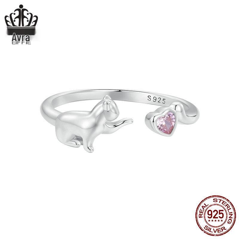 

Регулируемое кольцо «Непослушный кот» из стерлингового серебра S925 с платиновым покрытием серебряный