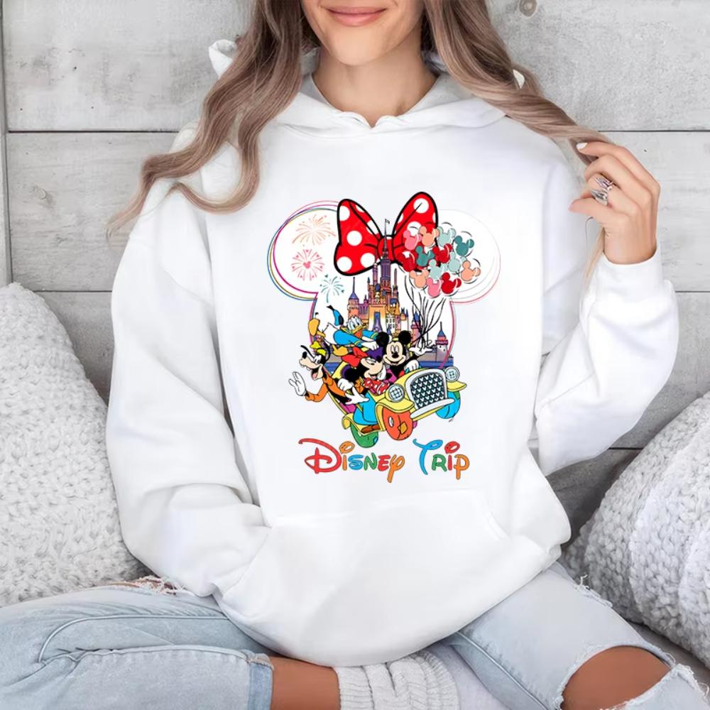 Disney Tour Mickey Friends Minnie Head Print Women's Hoodie Casual Sports Fall/Winter Sweater Loose Top Personalized Clothing