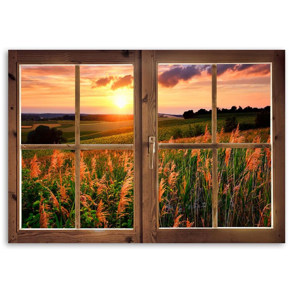 Canvas print, Window - view of meadow