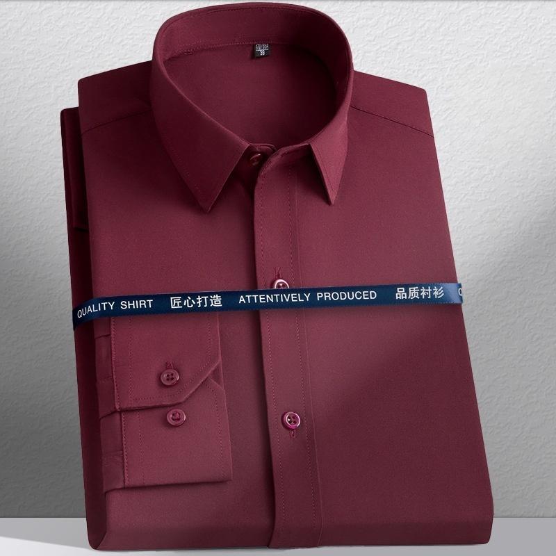 

New Men s Shirts Long Sleeve Dress Shirts For Men Slim Fit Social Business Blouse White Blue Office Shirt Men Clothing 44