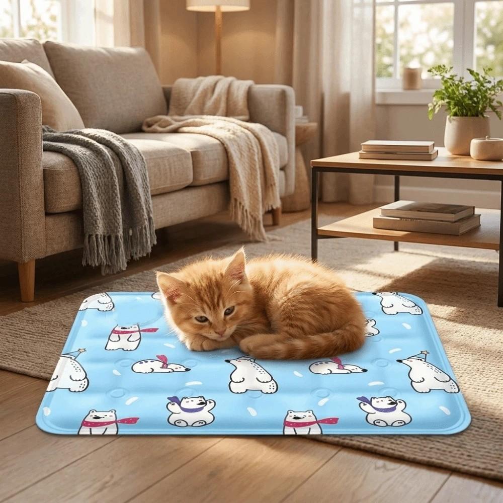 Anti Bite Pet Cooling Mat Non-Slip Pet Ice Cushion Floor Mat Cool Nest  for Small Dogs