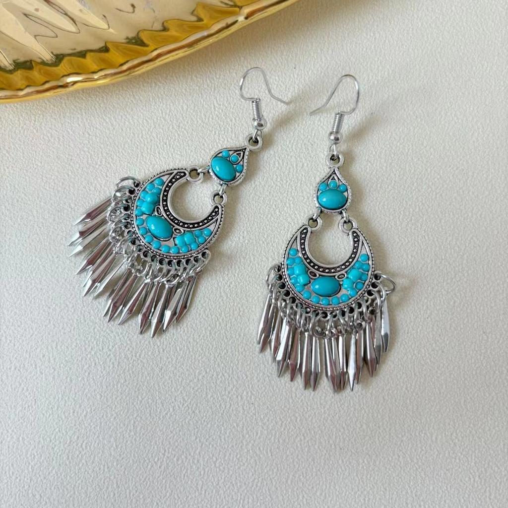 Ethnic Bohemian Long Tassel Earrings Vintage Beach Vacation Jewelry Retro Drop Dangle Ear Accessories For Women