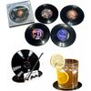 Tsevsesno Set of 6/4 Retro Record Vinyl Coasters for Drinks,Funny Home Decor & Housewarming Gifts New Home, for Music Lovers (4)
