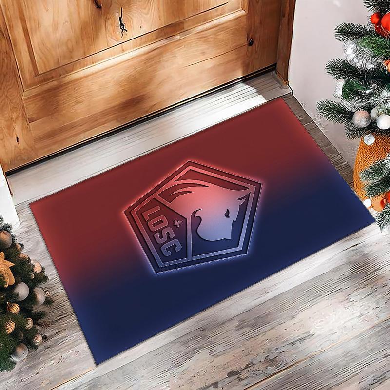 LOSC Lille FC Soccer Football Pattern Soft Area Rug Non Slip Indoor Floor Carpet Sports Decor Mat for Bedroom