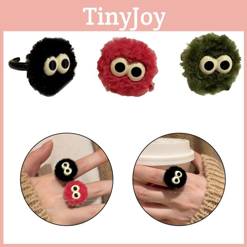 Cute Fluffy Ball Ring For Women Unique Cartoon Design Handmade Geometric Shape Fashionable And Personalized Finger Ring
