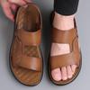 Fashion Men Summer Slip-On Sandals Breathable Soft Bottom Casual Driving Beach Shoes Anti-Slip Comfortable PU Leather Zapatos De Hombre
