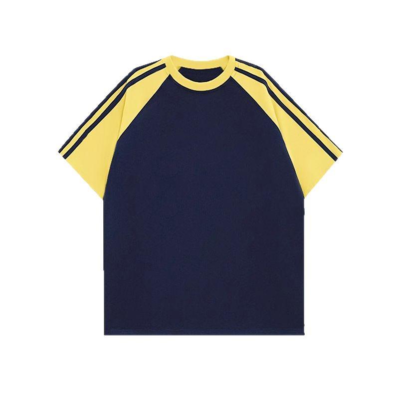 Women's Contrast Raglan Three-Stripes Short Sleeve Customized Logo T-Shirt