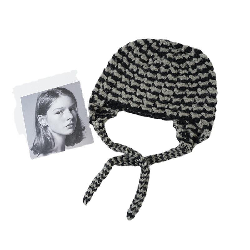 Hat Women's Winter Sweet and Cute Girls Thickened Ear Protectors Autumn and Winter Versatile Knitted Hat Warm Thick Wool Hat