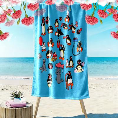 PINGU Print Beach Towel, Large Soft Quick Dry Towel for Beach Camping Swimming