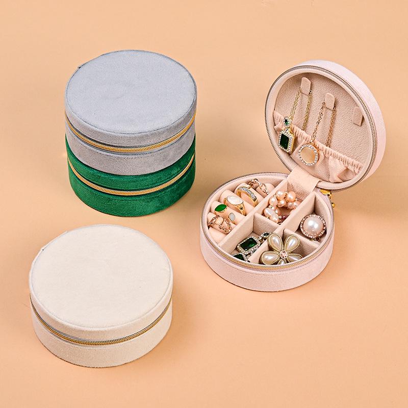 INS Round Mini Travel Jewelry Gift Box: Compact Ring Storage Case