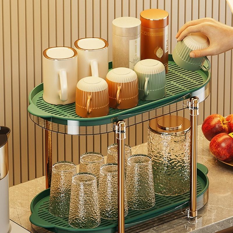 Small Cup Drainer Rack with Two Layer Double Layer Cup Holder Drainer Rack Suitable for Home or Office Cup Management