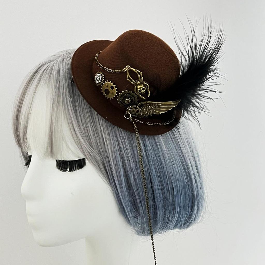 Pinza para el pelo con sombrero de copa de engranaje Steampunk