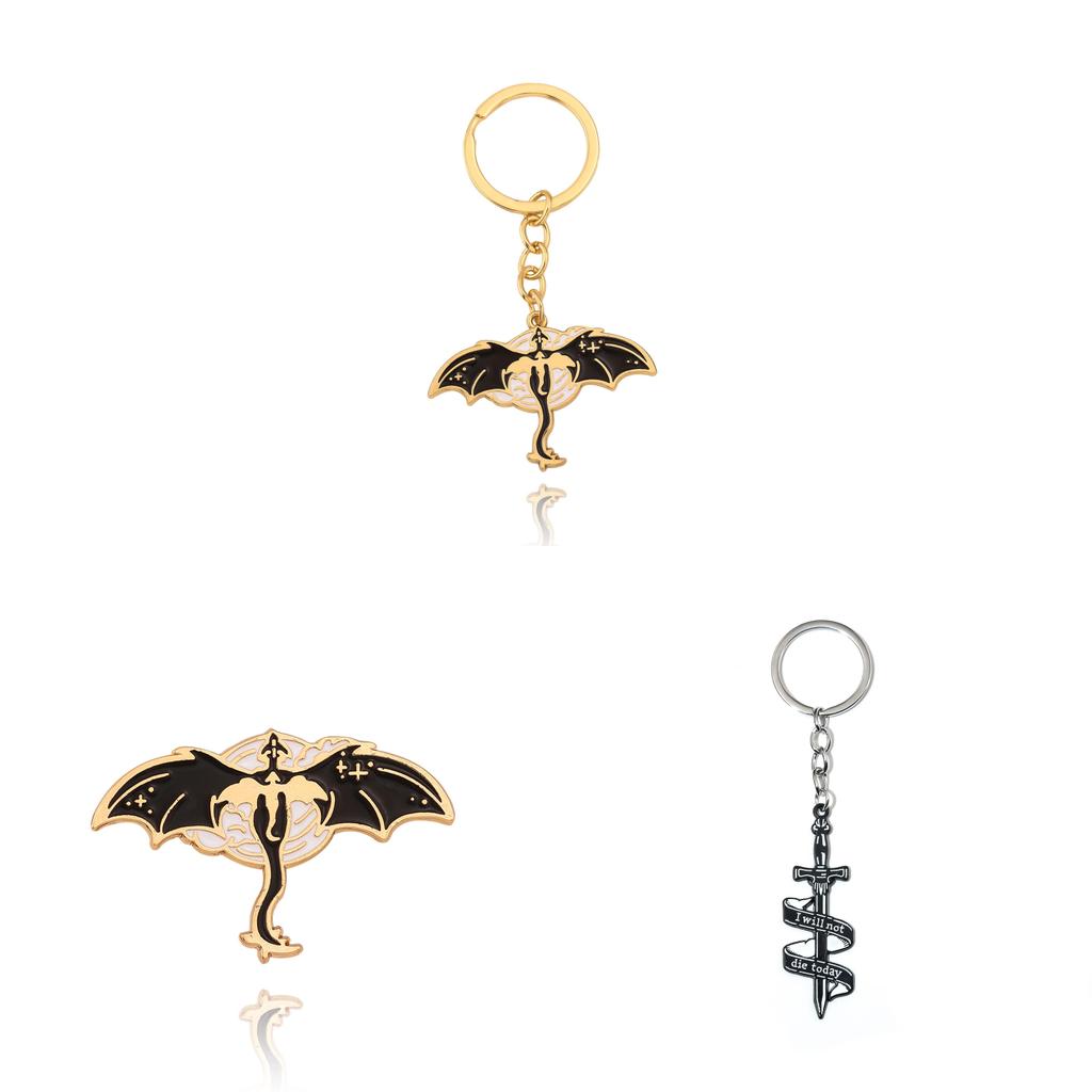 Dragon Emblem Schlüsselanhänger Metallabzeichen Mit Einzigartigem Stil Für Fans Der Vierten Flügel Serie