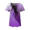 Damska letnia modna, swobodna plisowana, okrągła, z nadrukiem i krótkim rękawem koszulka z krótkim rękawem