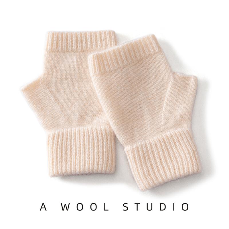 

Durable And Safe Winter Women 100% Merino Wool Mitts 15Cm Knitted Fingerless Gloves Thermal Gloves Semi Finger Lengthen Mittens Arm Warmers One Size