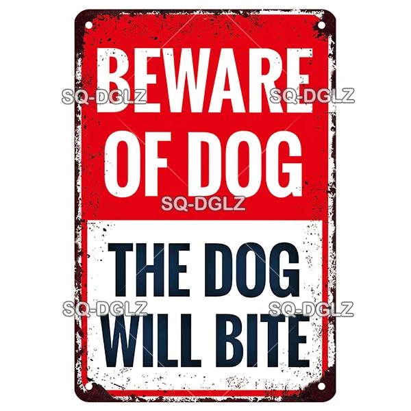 Warning Vintage Metal Sign Beware of Dog Tin Sign Shop Metal Plaque Decoration Plate Decor For Pub Bar Wall Decor Poster Gift