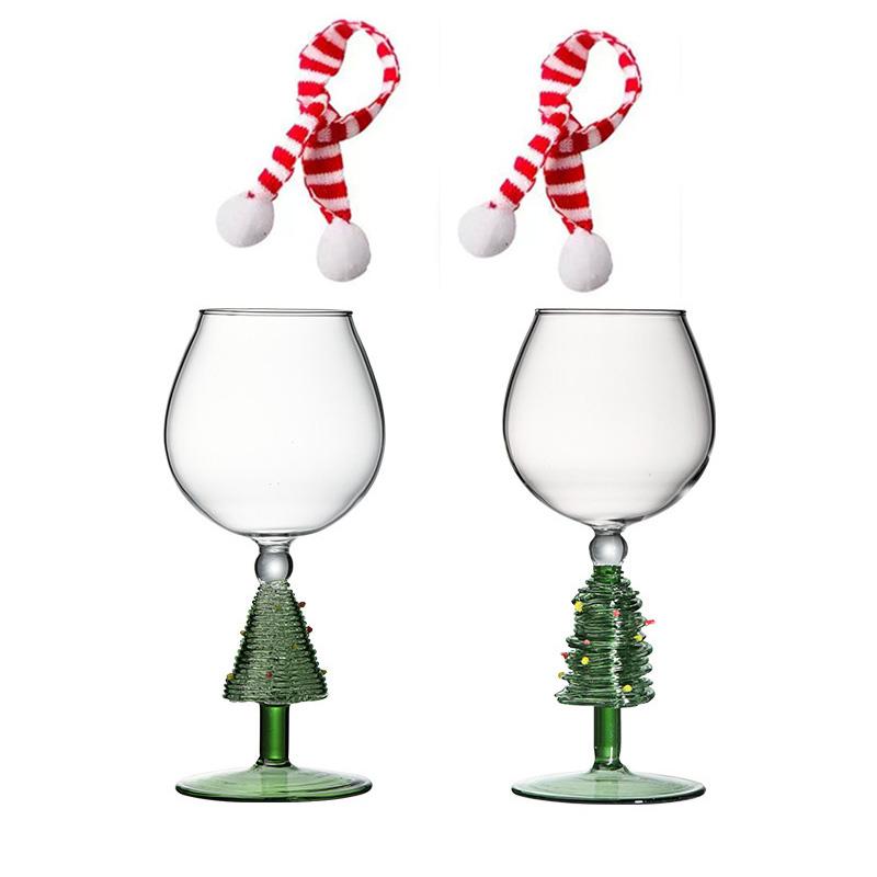 Beverage Drinking Cup for Party Use Glass Cup Elegant with Mini Scarf Christmas Gift Stemwares Wine Glass High Stemmed 1/2pcs