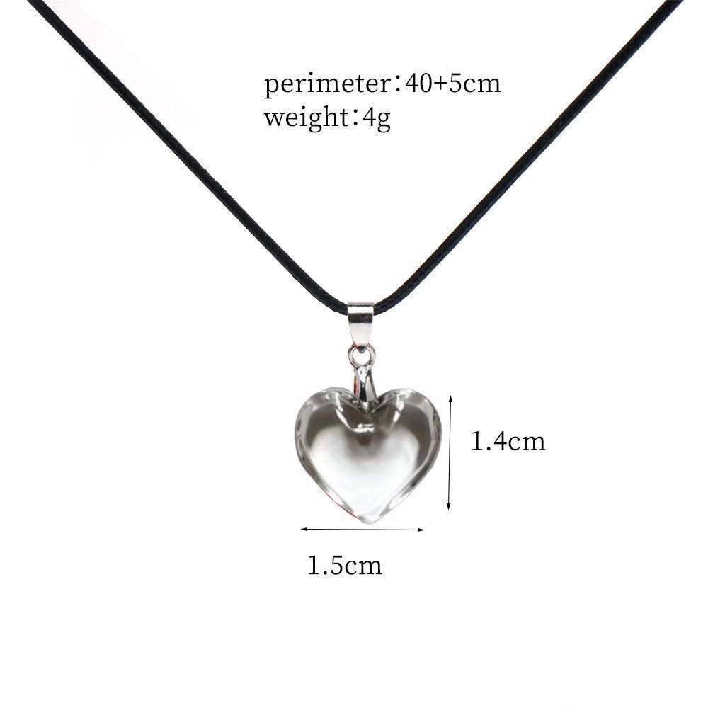 Creative Simple Transparent Heart-shaped Pendant Black Wax Thread Necklace for Women Men Friend Personality Trendy Jewelry Gifts