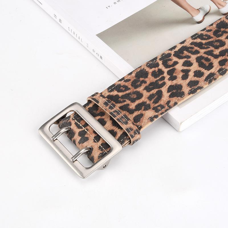 Women'S Belt Personalized Leopard Print Wide Waist Seal High-End Leather Dress Decorative Belt Women