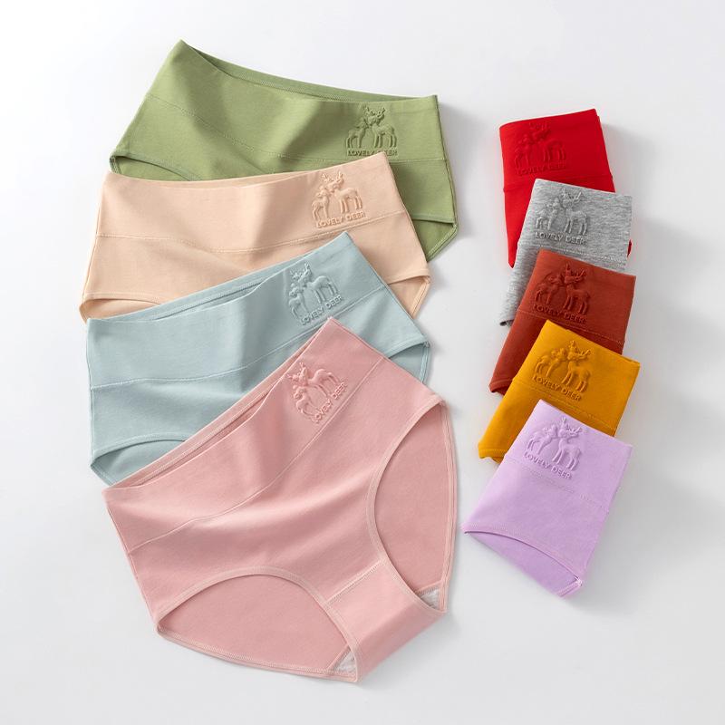 Plus Size Women's Spring and Autumn High Waisted Pure Cotton Cinched Triangle Underwear