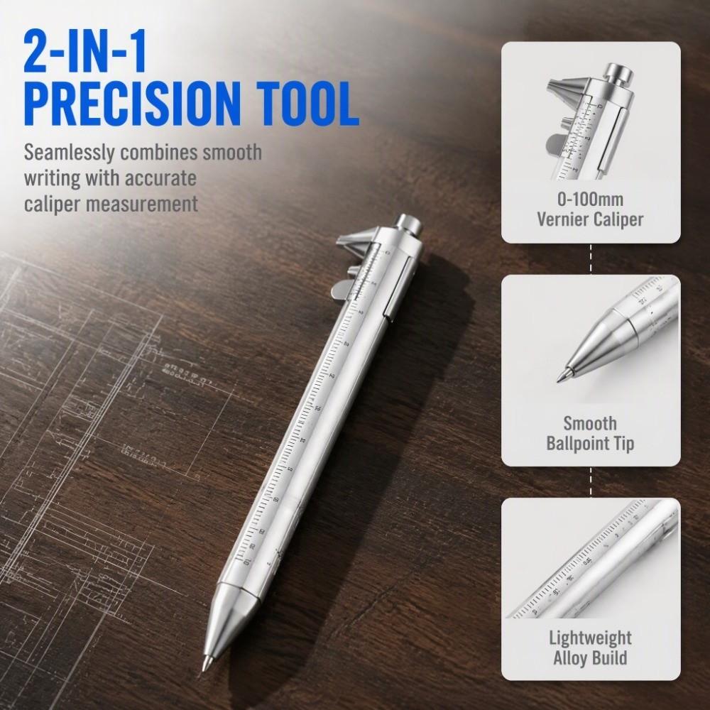 8pcs 0-100mm Range Measuring Roller Pen 0.05mm Accuracy Multifunction Caliper Pen For Drafting Work