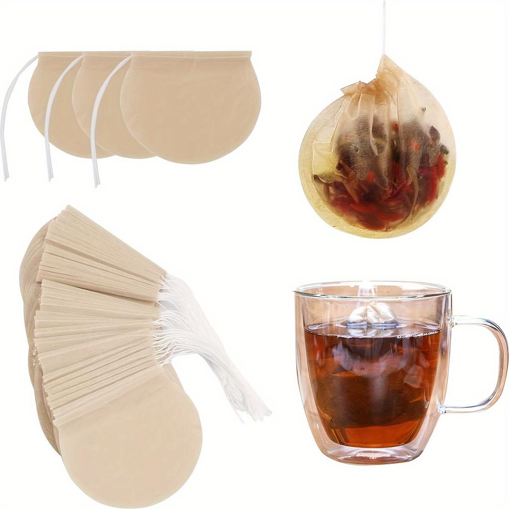 50/100PCS Round Filter Paper Tea Bag Disposable Tea Bags Food Grade Non-woven Fabric Spice Filters Bag Kitchen Filters Teabags