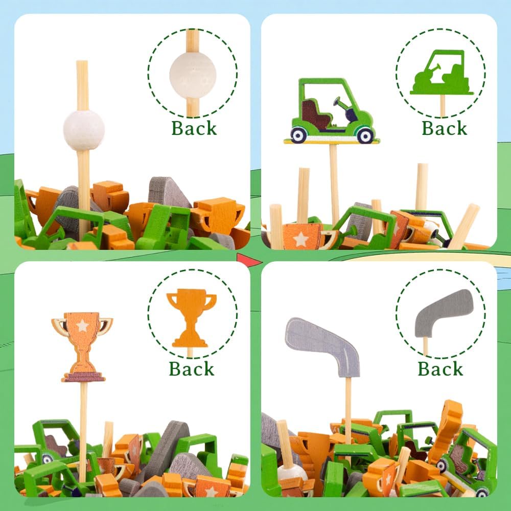 100PCS Golf Cocktail Picks,4.7 Inch Golf Themed Party Decorations/Toothpicks for Appetizers/Fruit Skewers for Catered Events Buffet Party Holiday