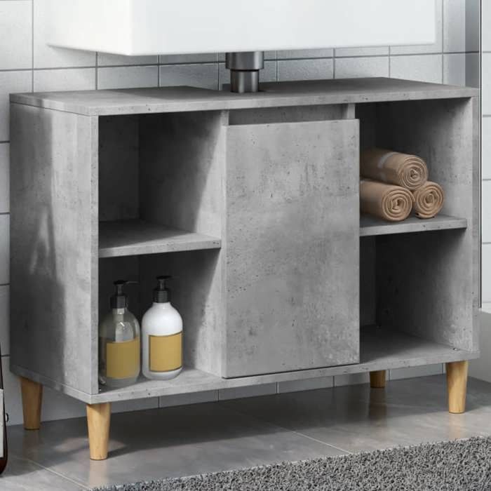 VidaXL Armoire salle de bain gris béton 80x33x60cm bois d'ingénierie, armoire de rangement de salle de bain, meuble de salle 857132